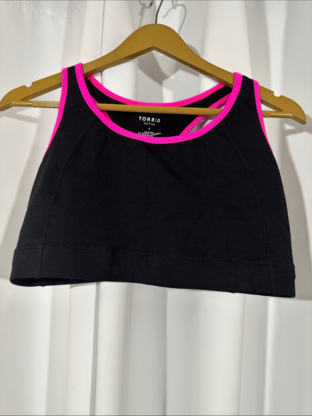 Torrid Active Sports Bra Size 1X Black Pink Racerback Plus Size Athletic